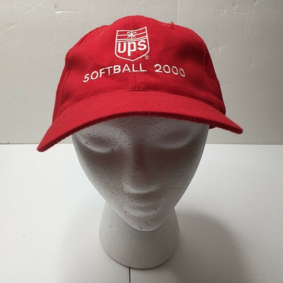 Vintage Head Shot UPS Softball 2000 Red Adjustable Baseball Cap Hat One Size - Picture 2 of 7